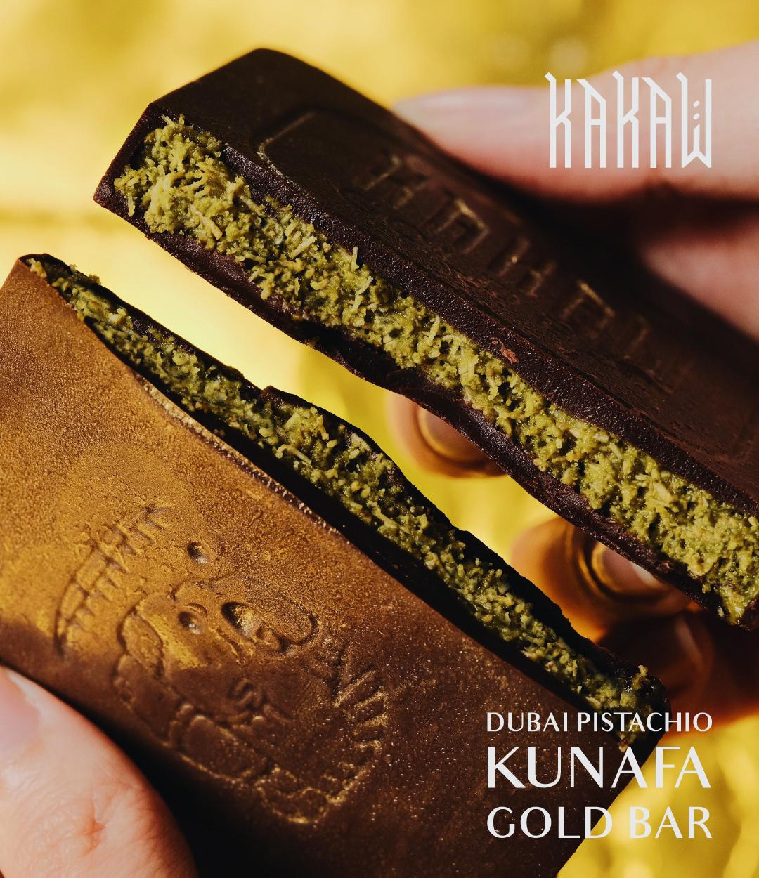 Image KAKAW Introduces Dubai Pistachio Kunafa Gold Bar: A Luxurious Indulgence Inspired by the World’s Hottest Chocolate Trend